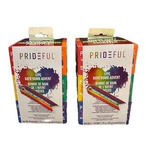 2 NEW: Prideful 12 Pack Bath Bomb Fizzer Rainbow Advent Set (50gm x 12) 🌈